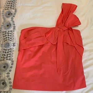 J. Crew hot pink one shoulder top with bow